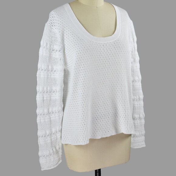 ELIE TAHARI NOVELTY STITCH WHITE COTTON SWEATER - Picture 3 of 10